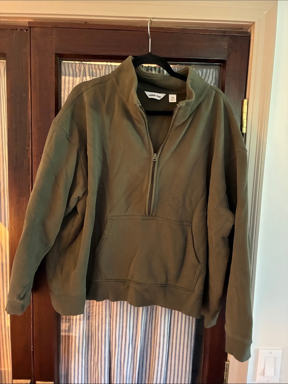 Lands' End Olive Green Women's Half-Zip Pullover